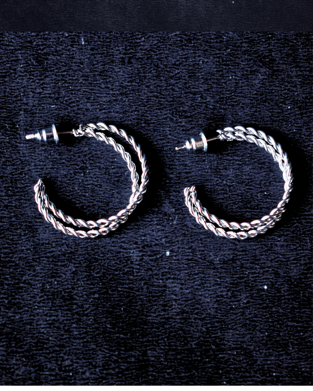 Jewel Space Double Layer Silver Hoop Earrings