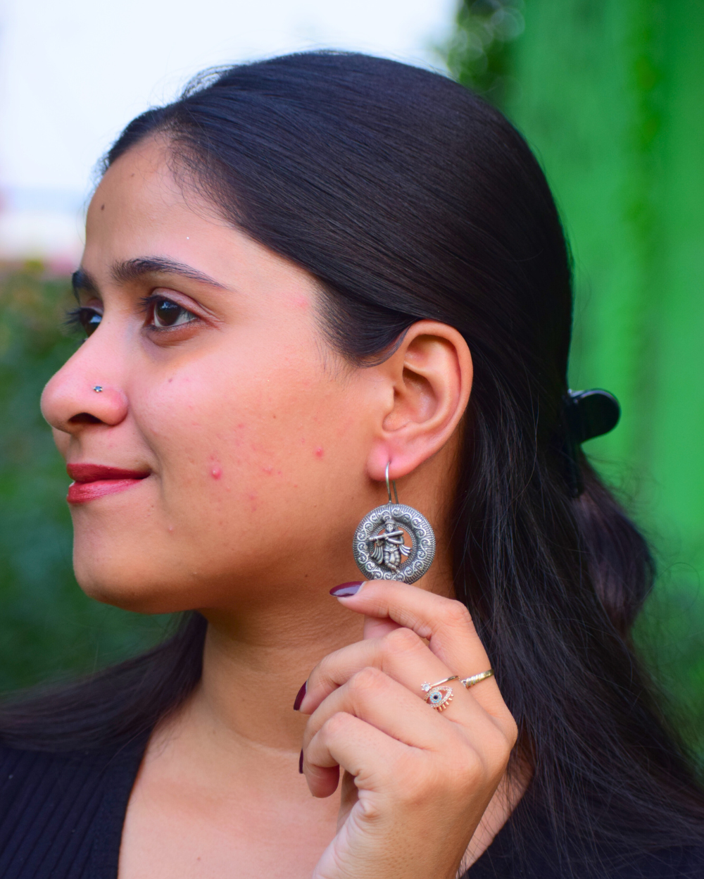 Divine Grace: German Silver Earring Duo