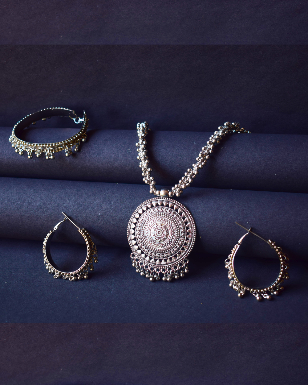 Jewel Space Oxidised Jewellery Set of Necklace, Earring & Bangle