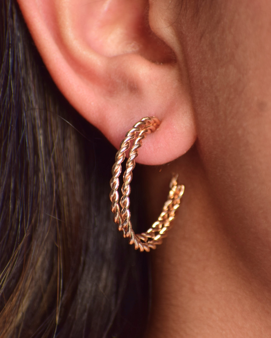 Jewel Space Double Layer Golden Hoop Earrings