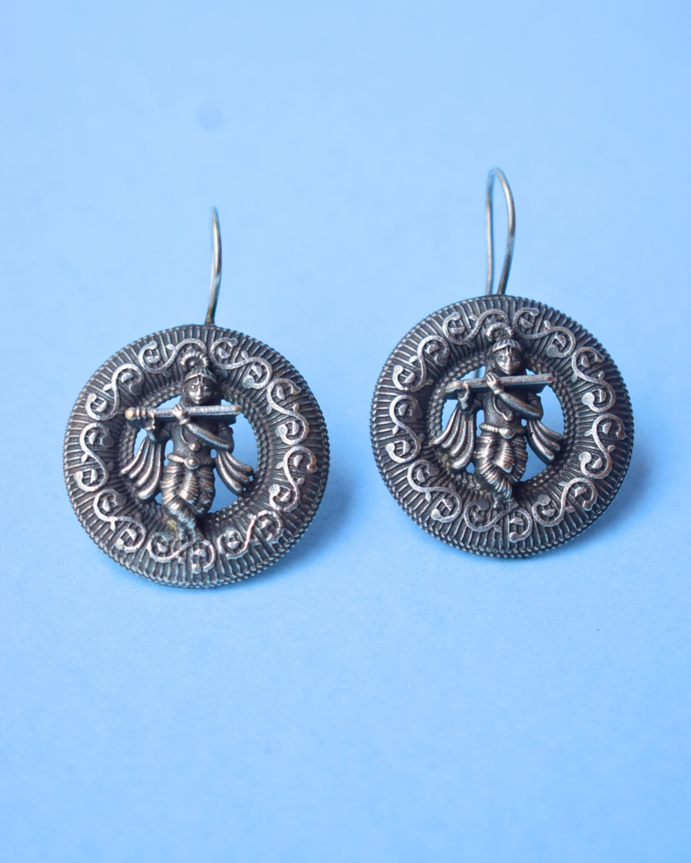 Exclusive Oxidised German Silver Krishna Earring