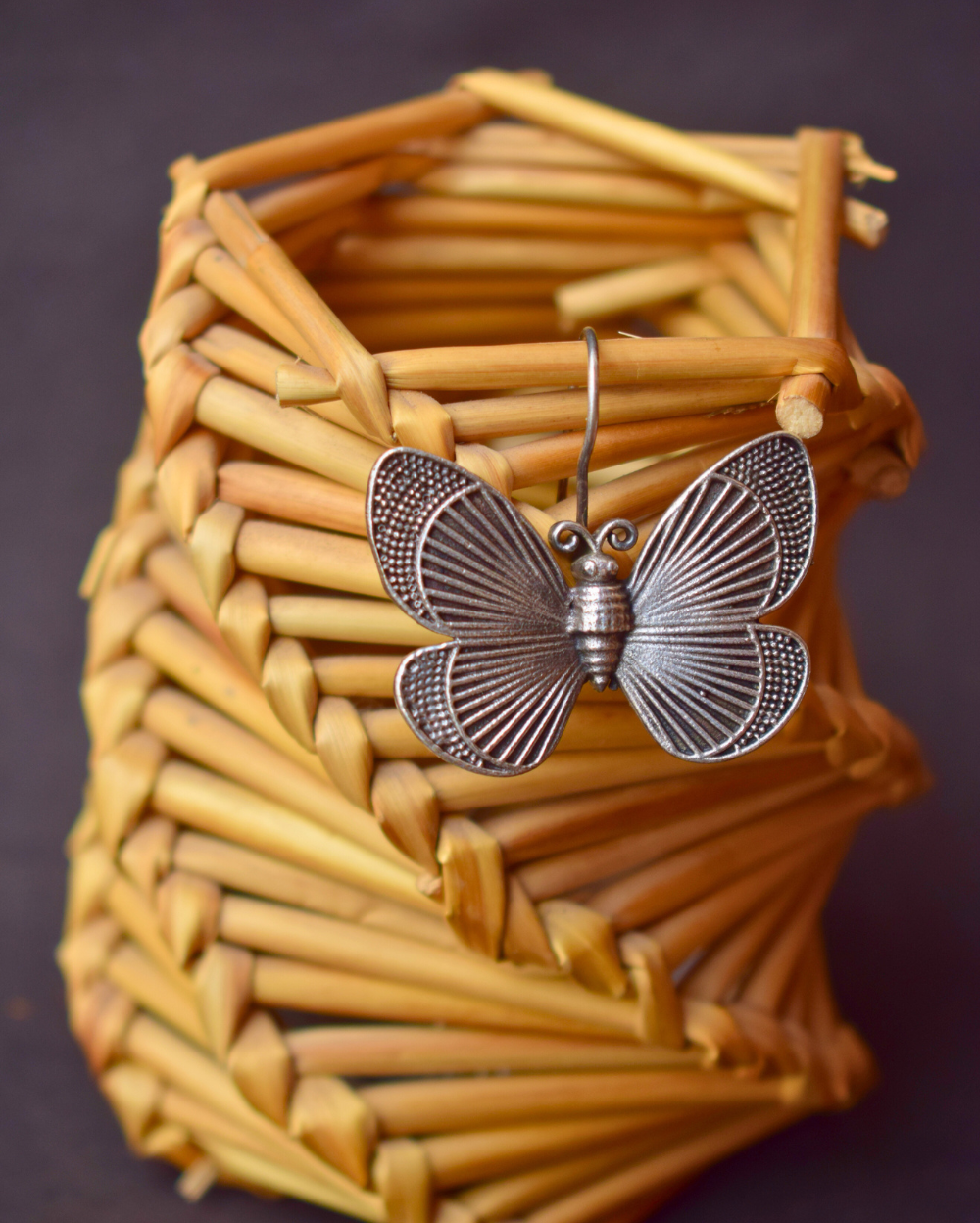 German Silver Butterfly Hoop Earring