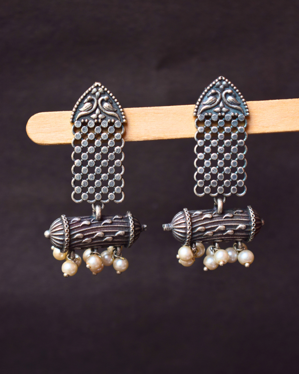 Ethnic Handcrafted German Silver Earrings