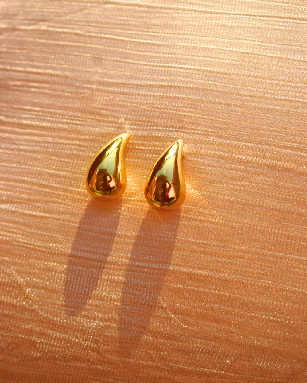 18K Gold Tone Teardrop Studs