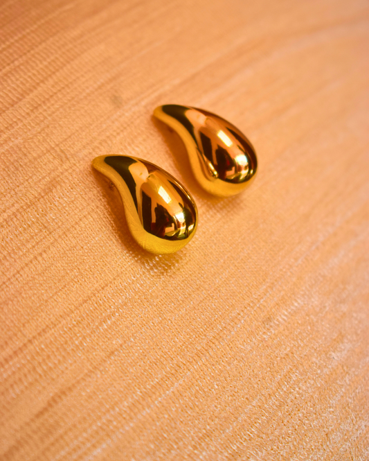 18K Gold Tone Teardrop Studs