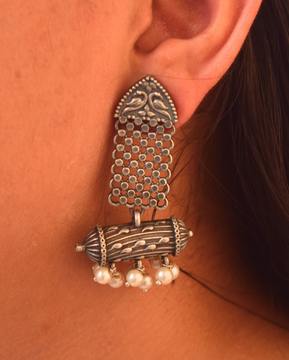 Ethnic Handcrafted German Silver Earrings