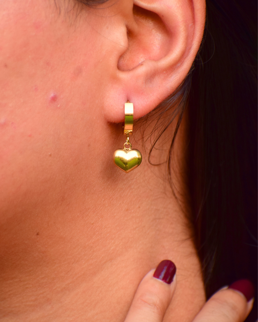 Golden Heart Charm: 18K Gold-Tone Earrings