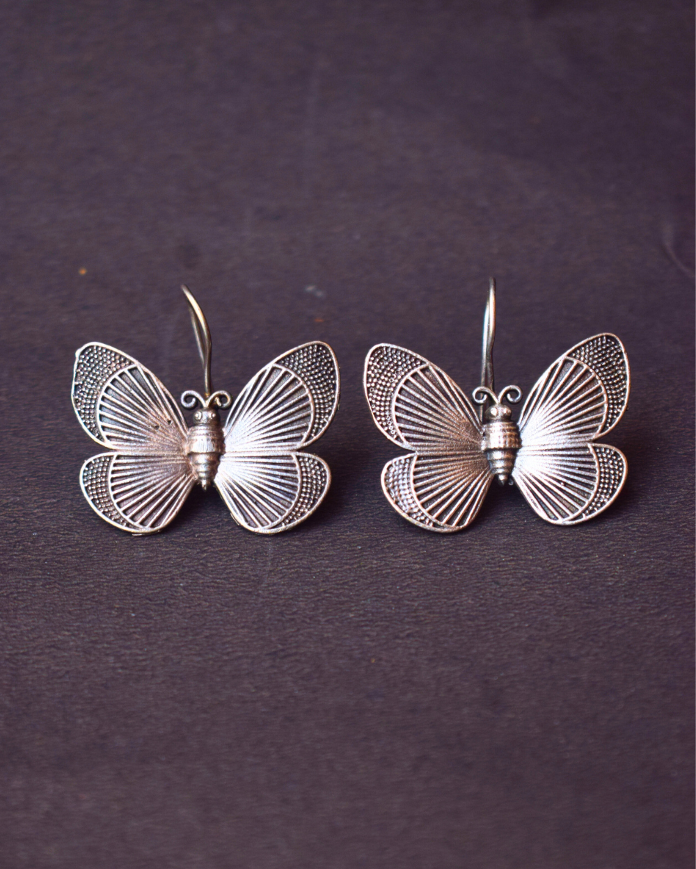 German Silver Butterfly Hoop Earring