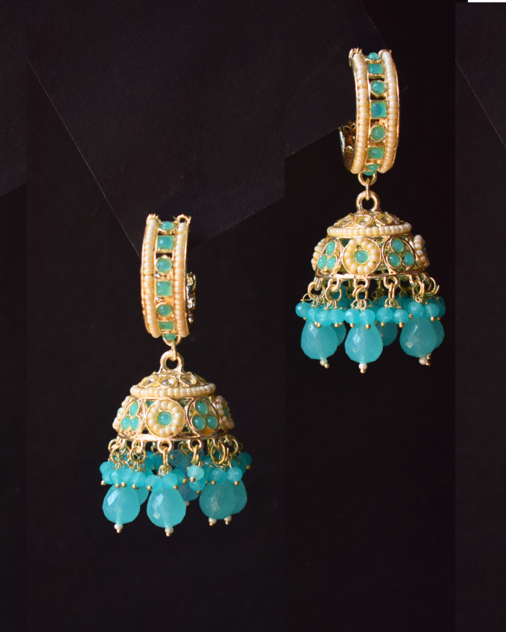 Jewel Space Faux Bead Hoop Jhumka Earrings