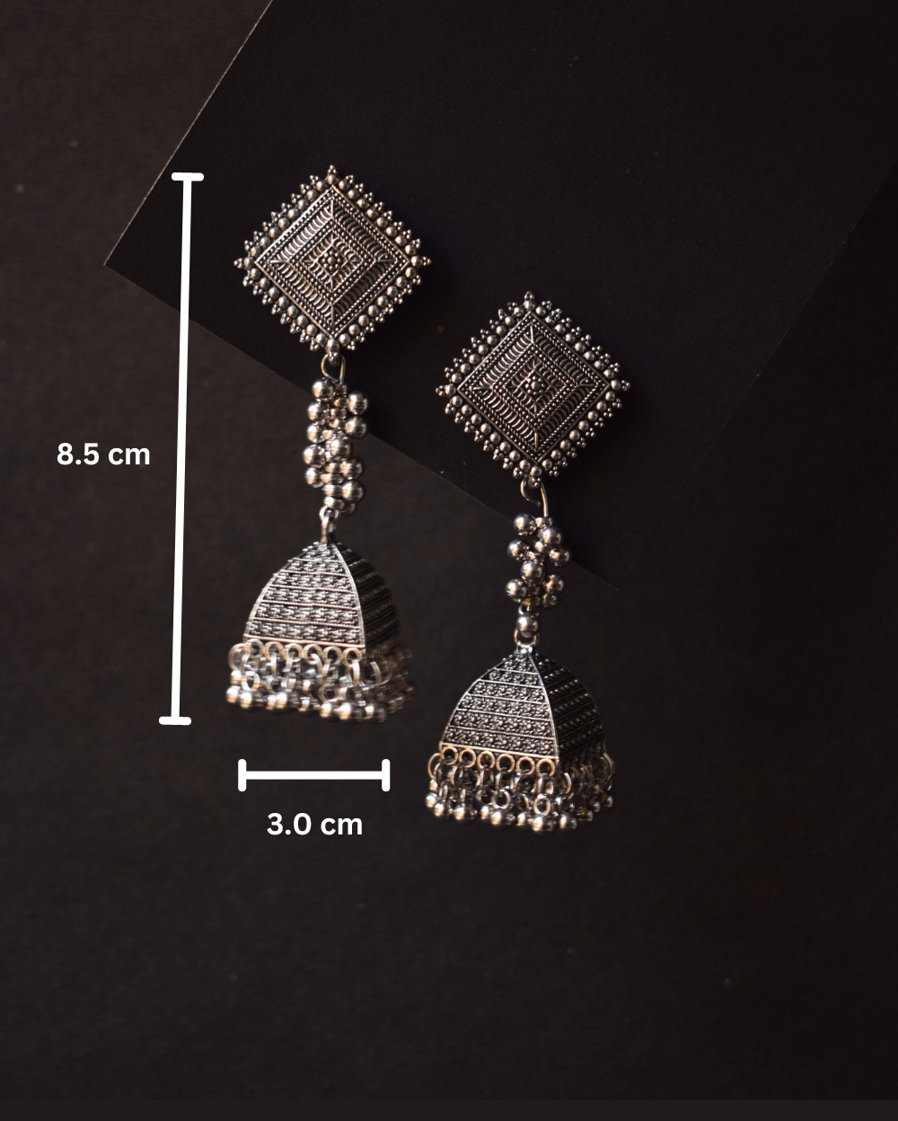 Jewel Space Oxisidized Silver Toned Classic Jhumkas Earrings