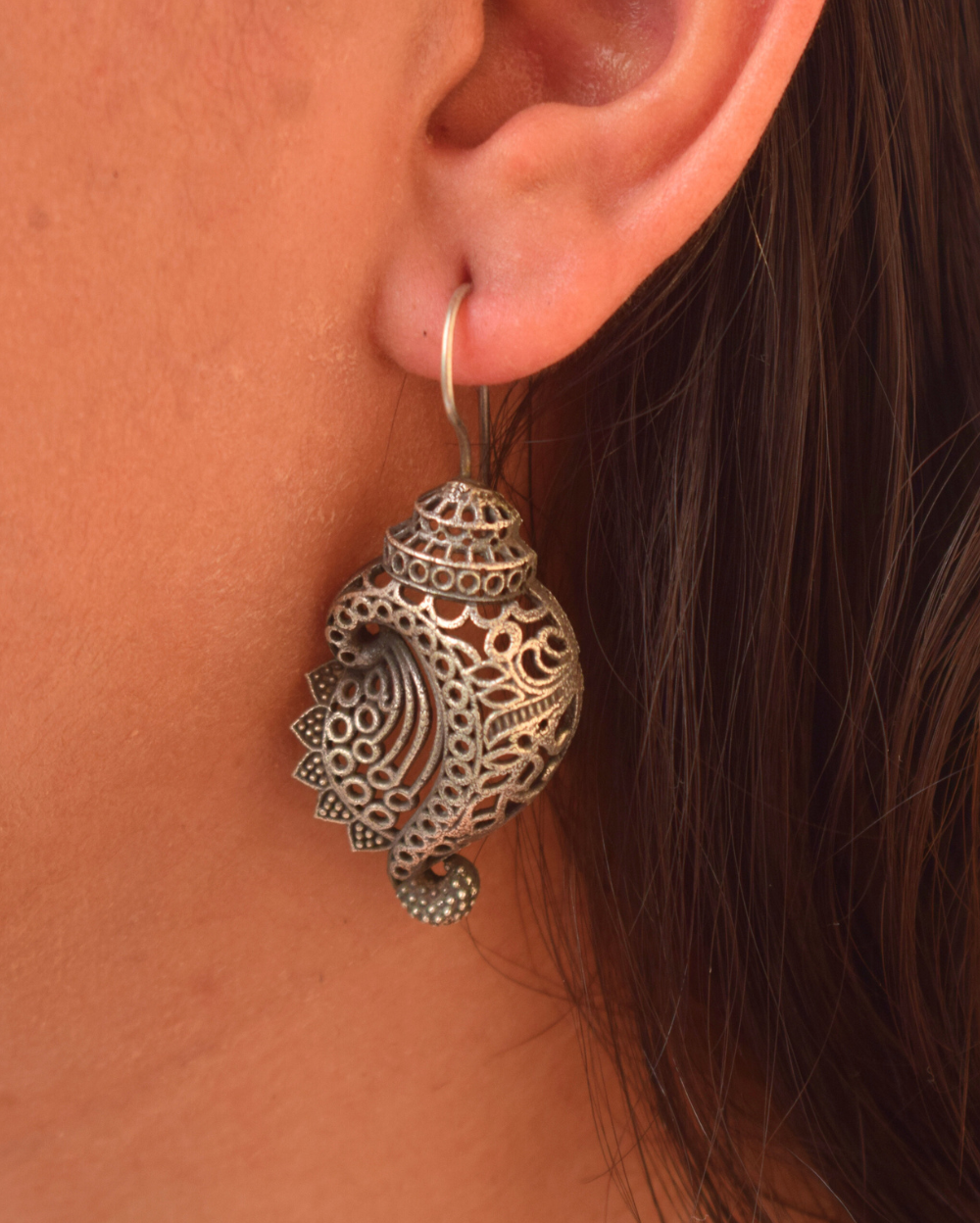 Divine Elegance: Maa Durga Oxidized German Silver Earrings Combo