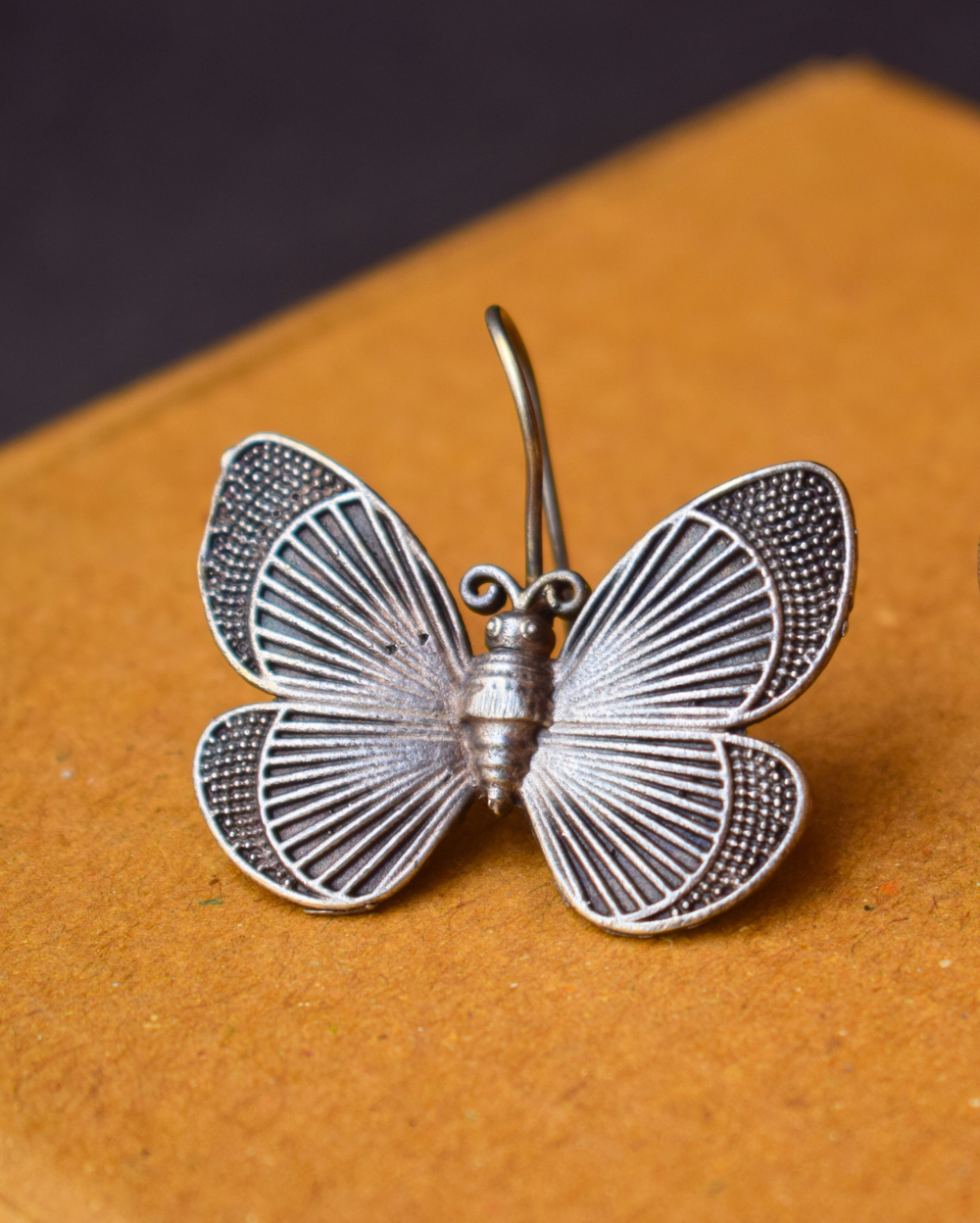 German Silver Butterfly Hoop Earring